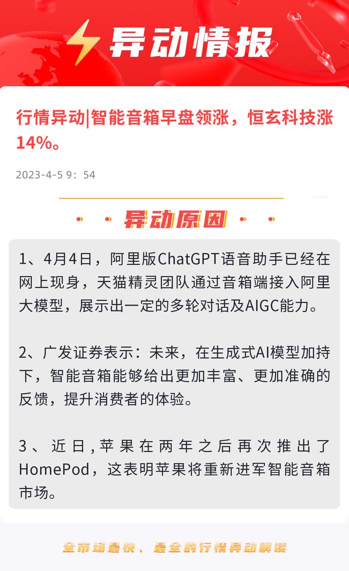 异动情报|天猫精灵接入大模型！AI的第一个硬件结合是音箱？