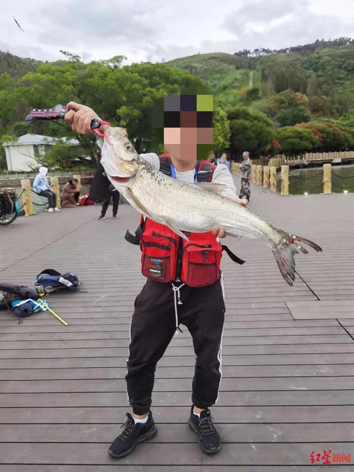 ↑钓友在邛海钓起的鱼获