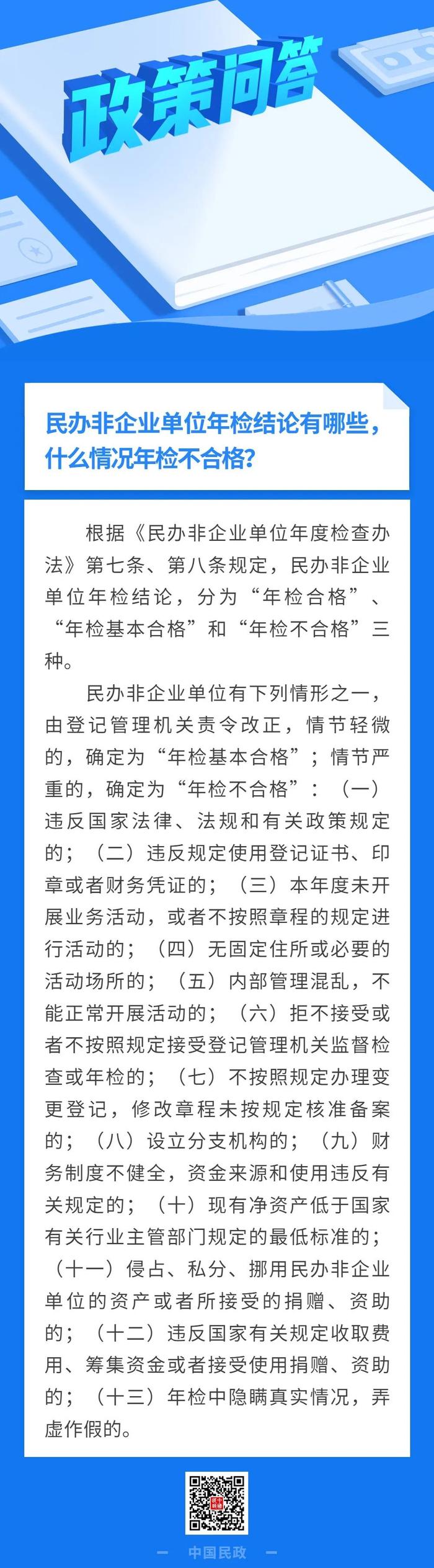 民办非企业单位年检结论有哪些，什么情况年检不合格？｜政策问答·第65期