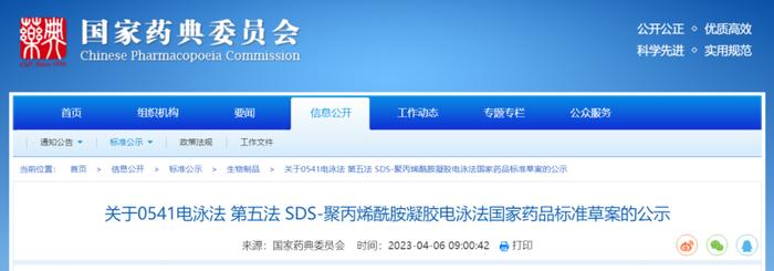 国家药典委：SDS-聚丙烯酰胺凝胶电泳法国家药品标准草案