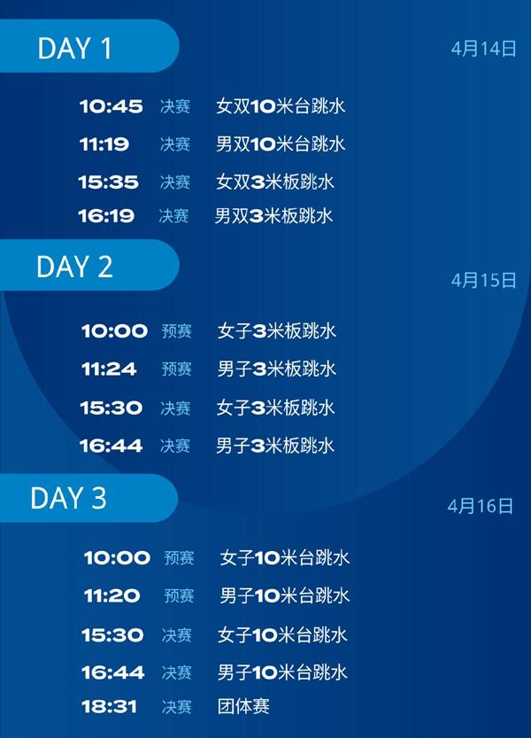 2023年世界泳联跳水世界杯西安站赛程