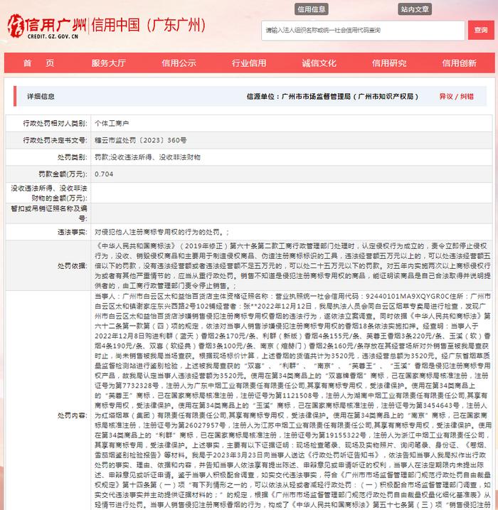 存在商标侵权违法行为  广州市白云区太和益怡百货店被罚