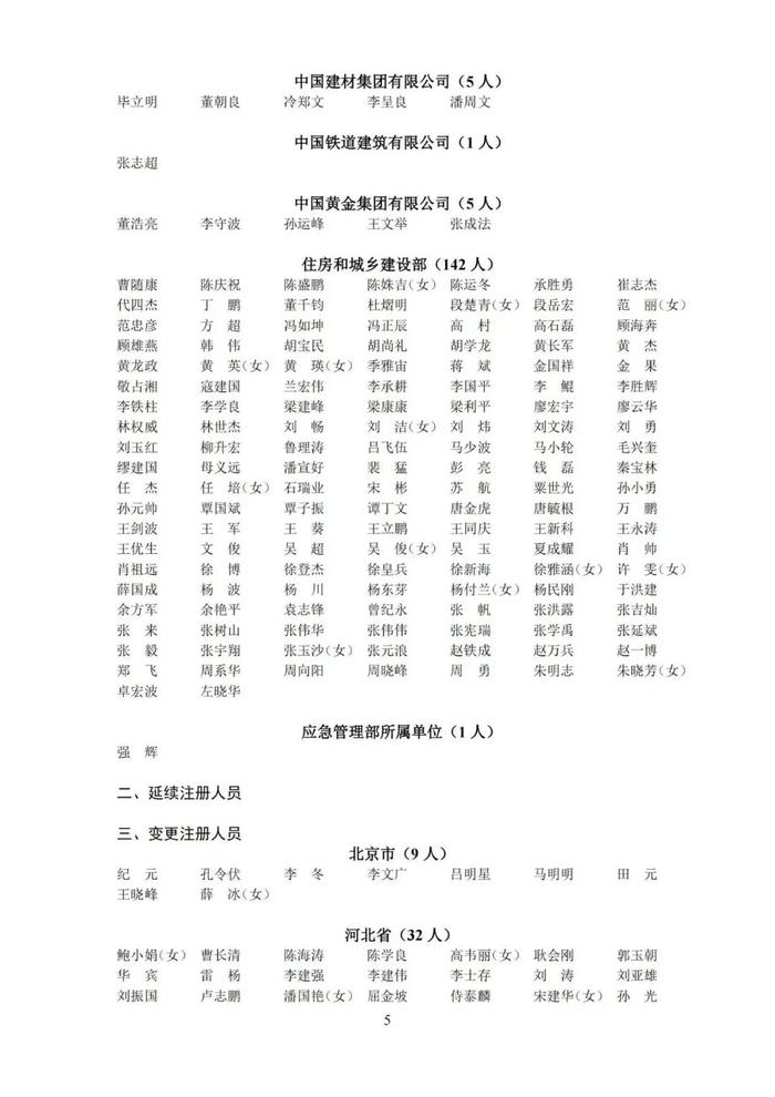 第六批中级注安师注册人员名单公布！