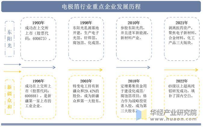 2022年中国电极箔重点企业产品营业收入、营业成本、产销量及毛利率分析