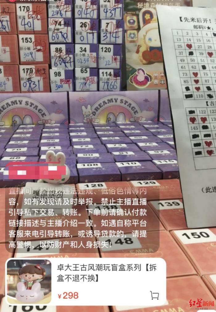▲直播间里的盲盒抽奖