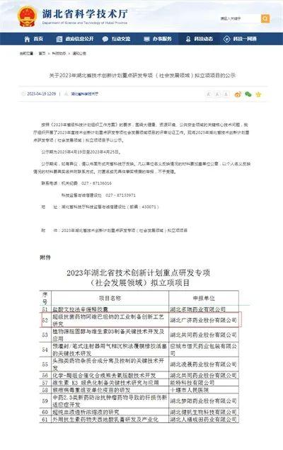 广济药业获批省级技术创新计划重点研发专项