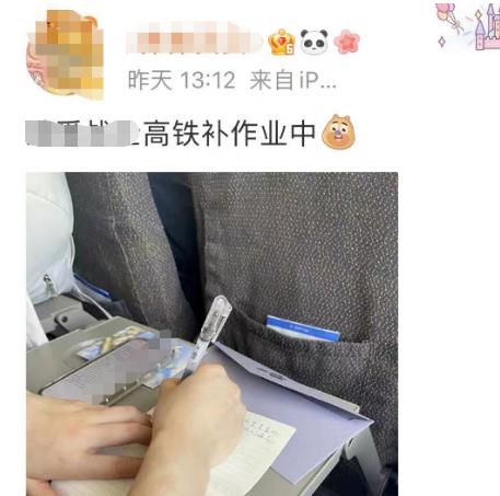 哈哈哈高铁上好多孩子在补作业！有的娃十几张卷子一个字没写