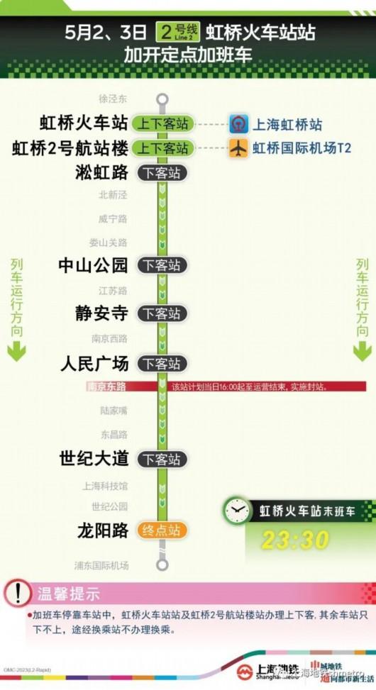 【提示】返程的看过来：5月2日晚1、2、10号线加开定点加班车