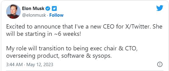 “足够愚蠢的人”找到了！收购推特196天后，马斯克终于物色到了新CEO，分析师：这对特斯拉、SpaceX和推特来说都是利好