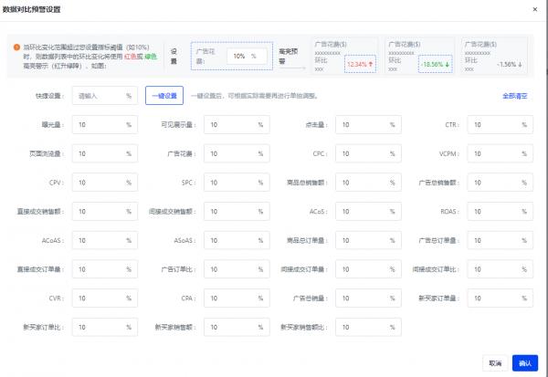 支持自定义对比