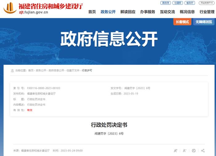 中蓝致远设计咨询有限公司被下发行政处罚决定书