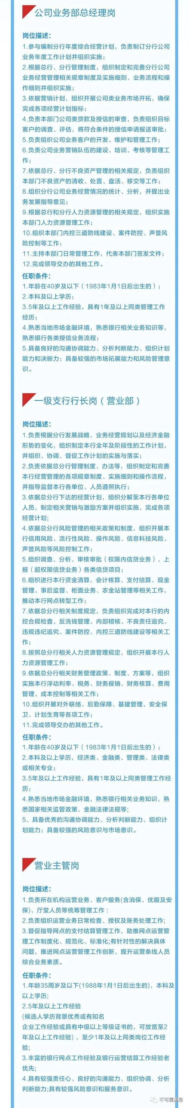 金融招聘：长沙银行张家界分行2023年社会招聘