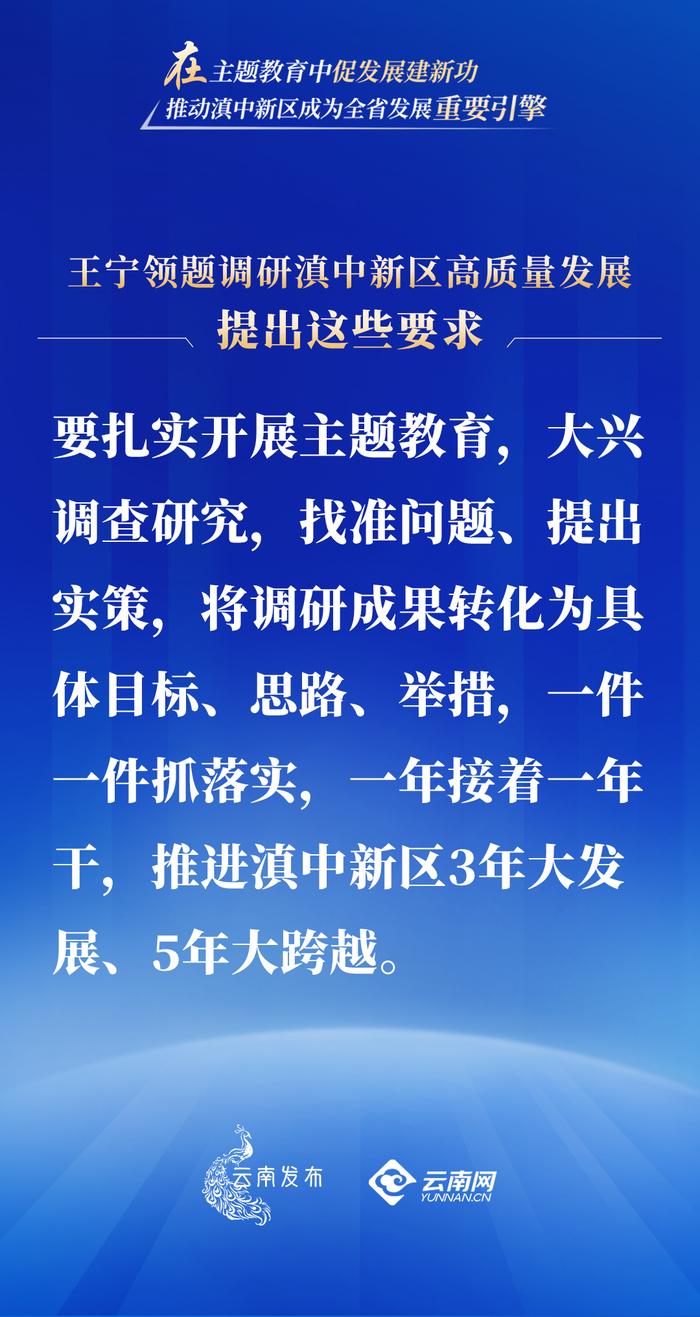 在主题教育中促发展建新功！王宁领题调研滇中新区高质量发展，提出这些要求→