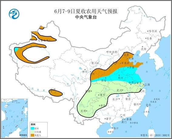 中央气象台：预计6月7日至9日麦收区多晴好天气 利于小麦抢收和晾晒