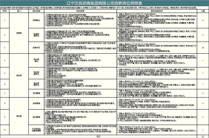 辽宁沈抚招商集团有限公司选聘公告