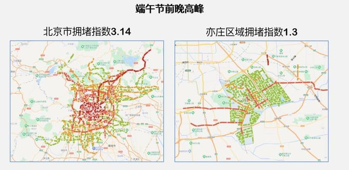 端午假期前一天北京交通“一片红”，亦庄为何“一抹绿”