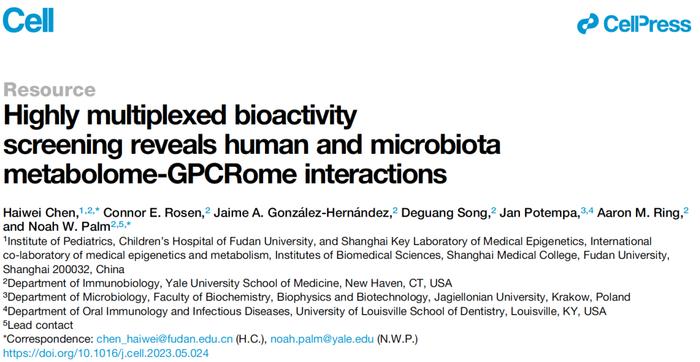 Cell｜复旦大学陈海威博士报道人体/人体细菌代谢物-GPCR作用图谱