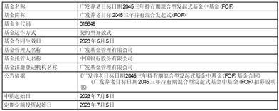 广发基金管理有限公司关于广发养老目标日期2045三年持有期混合型发起式基金中基金（FOF）开放日常申购和定期定额投资业务的公告