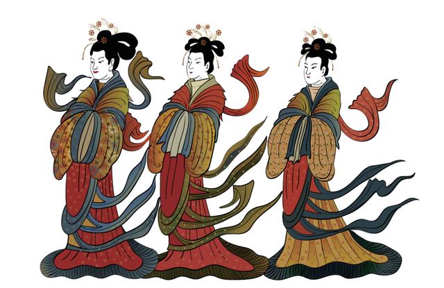 列女古贤图,山西省大同市出土北魏司马金龙墓彩漆屏风画,现藏于山西省博物馆(《汉服藏美录》内文插图)。