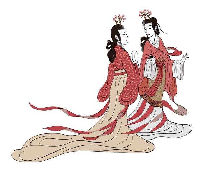 《女史箴图》中的第九段画面,东晋绢本绘画,唐代摹本,现藏于大英博物馆(《汉服藏美录》内文插图)。