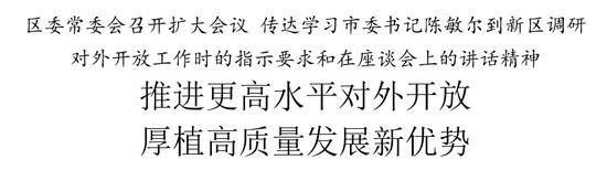 区委常委会召开扩大会议 传达学习市委书记陈敏尔到新区调研对外开放工作时的指示要求和在座谈会上的讲话精神