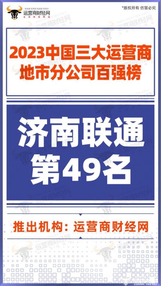 济南联通一直是标杆型地市分公司 在全国排名中也毫无悬念地领先