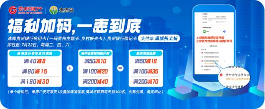 7月10日起，在贵惠荟商城用贵州银行卡支付可享双重优惠