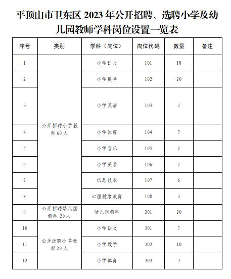 100人！卫东区公开招聘、选聘小学及幼儿园教师公告