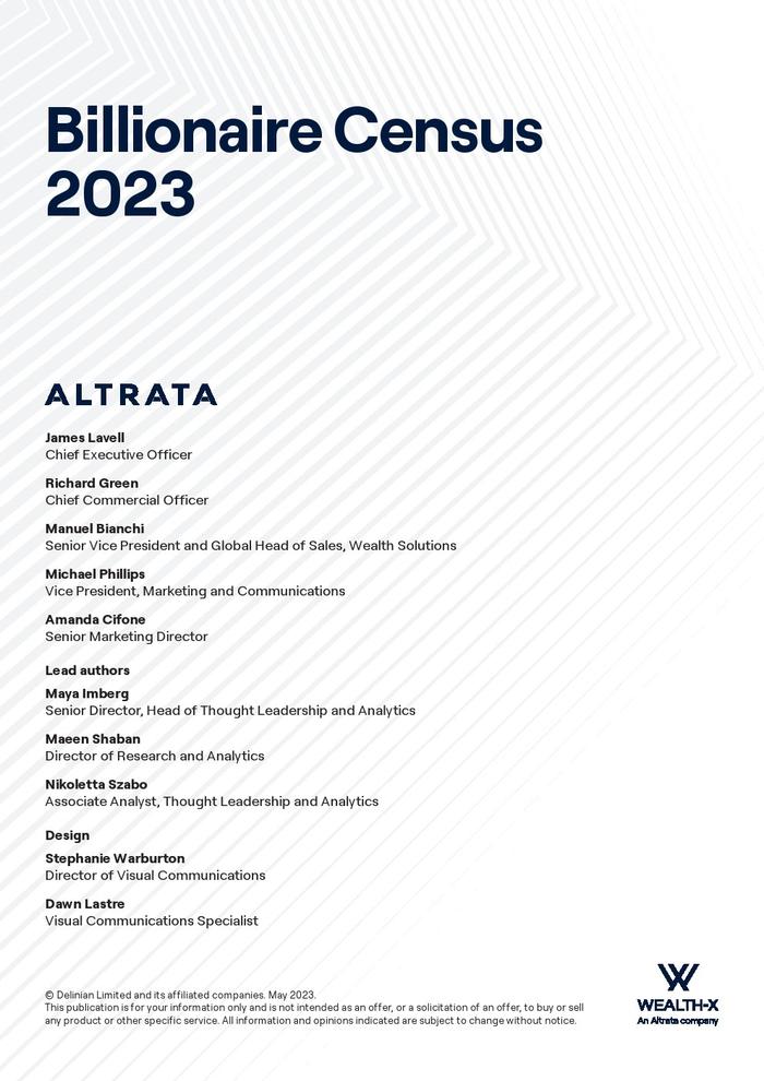 ALTRATA：2023年亿万富翁人口普查