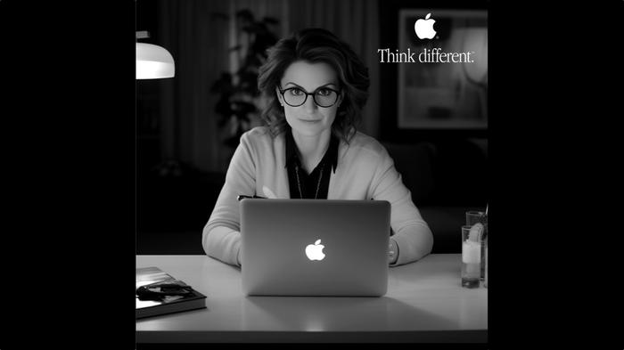 由 AI 生成，2023 年款苹果“Think Different”活动宣传海报畅想