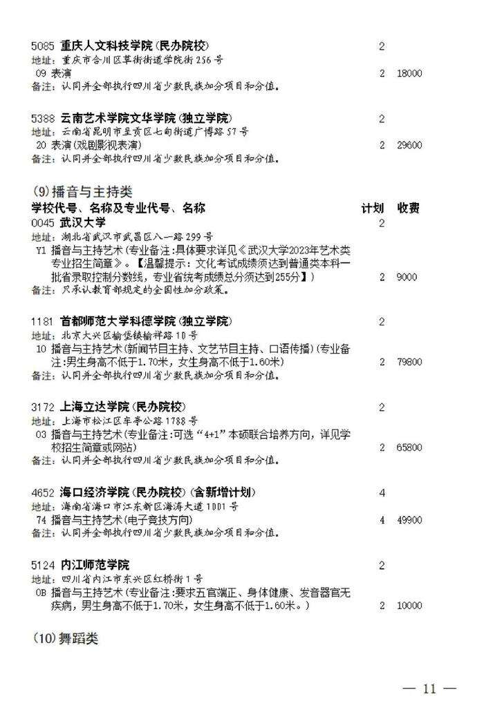 关于四川省2023年普通高校招生艺术类本科第一批、体育类本科批第二次征集志愿的通知