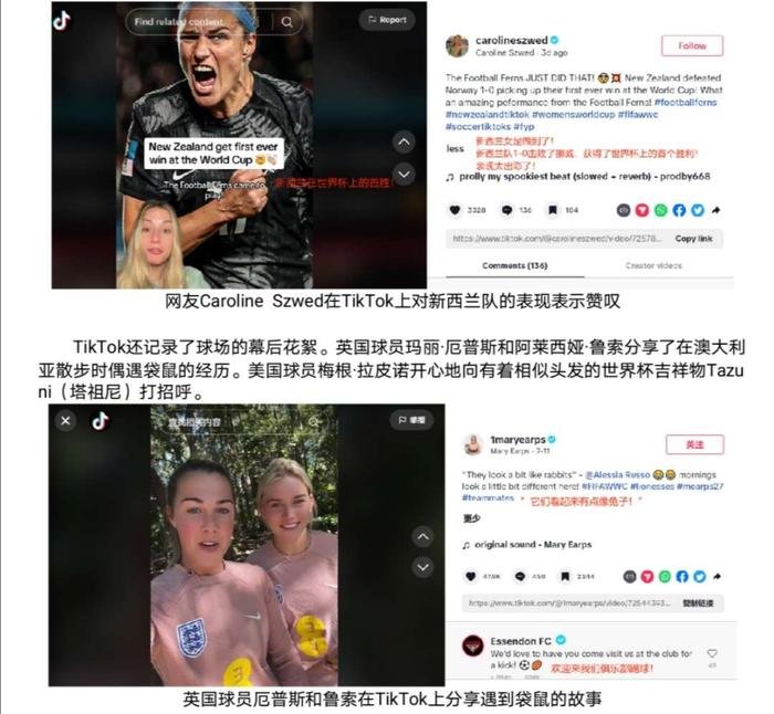 TikTok与国际足联合作，打造女足世界杯“场边席”