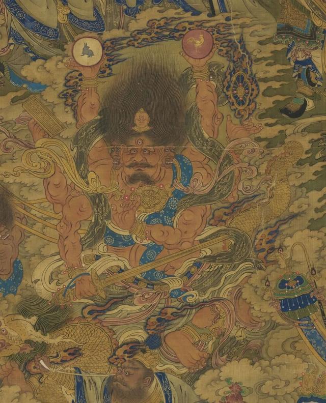 明代宫廷水陆画《罗刹众图》(局部)