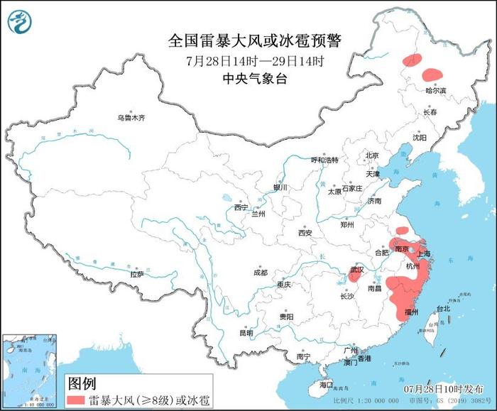 强对流天气蓝色预警：四川南部等地的部分地区有短时强降水