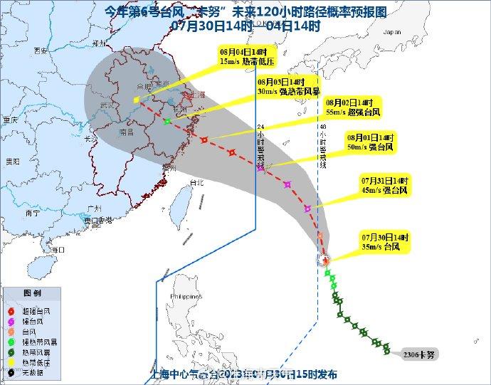 新台风“卡努”预计8月2日在浙江沿海登陆，对上海影响比“杜苏芮”严重