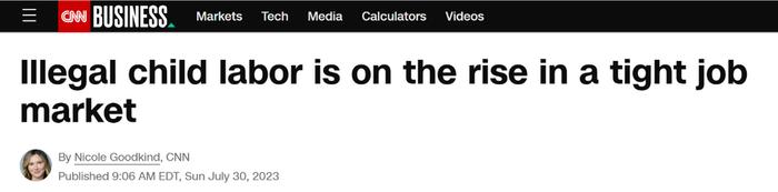 【世界说】就业市场紧张、童工法被削弱……美国非法雇佣童工数量激增44%！美媒：旨在保护儿童的制度已崩溃