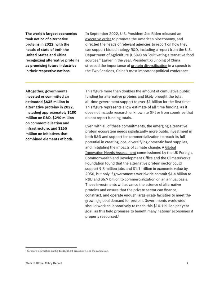 GFI：2022年全球食品替代蛋白质政策报告