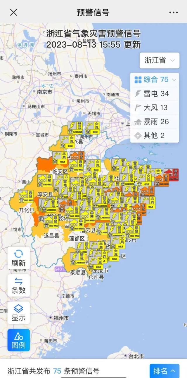 暴雨逼近！浙江连发75条预警，局地10级雷雨大风！下周大降温要来了