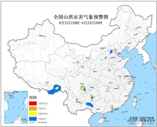 山洪灾害气象预警 四川云南等4省区局地发生山洪灾害的可能性较大