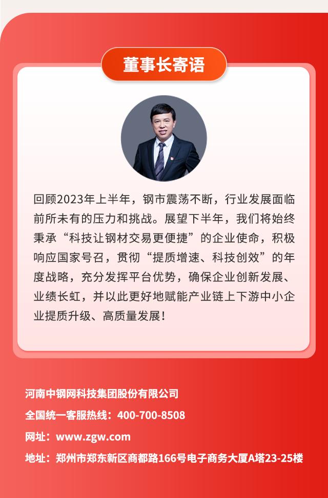 喜报！中钢网2023年半年报新鲜出炉