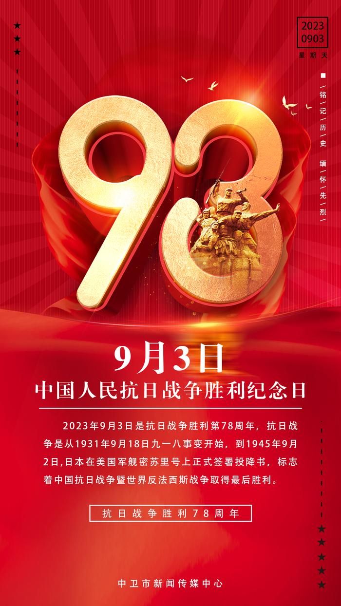 海报 丨中国人民抗日战争胜利纪念日