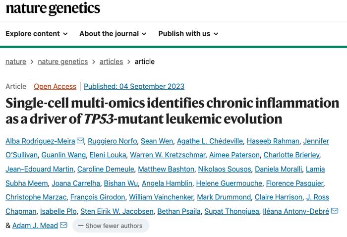Nature Genetics：慢性炎症是p53基因突变癌症的驱动因素