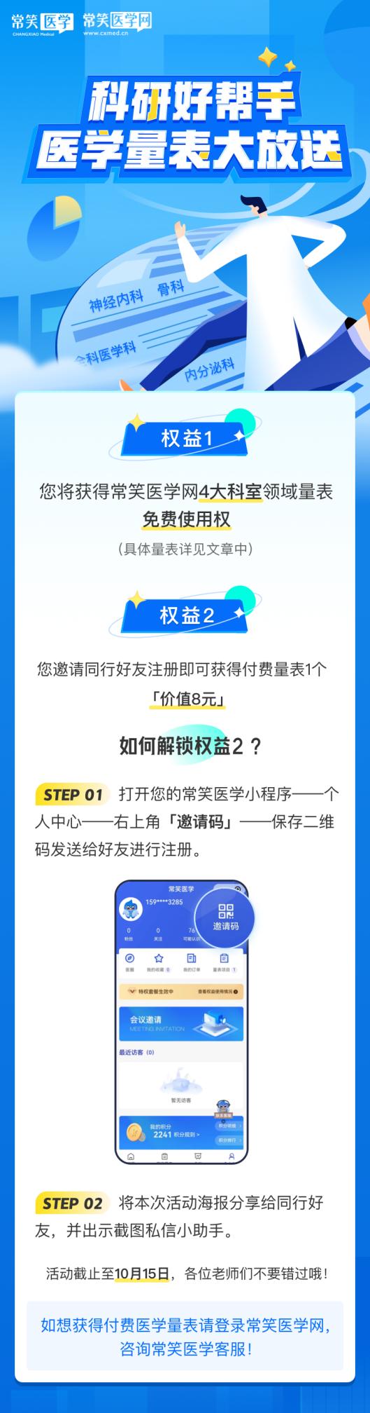 常笑医学开展“科研好帮手 医学量表大放送”活动 4大科室常用量表免费使用