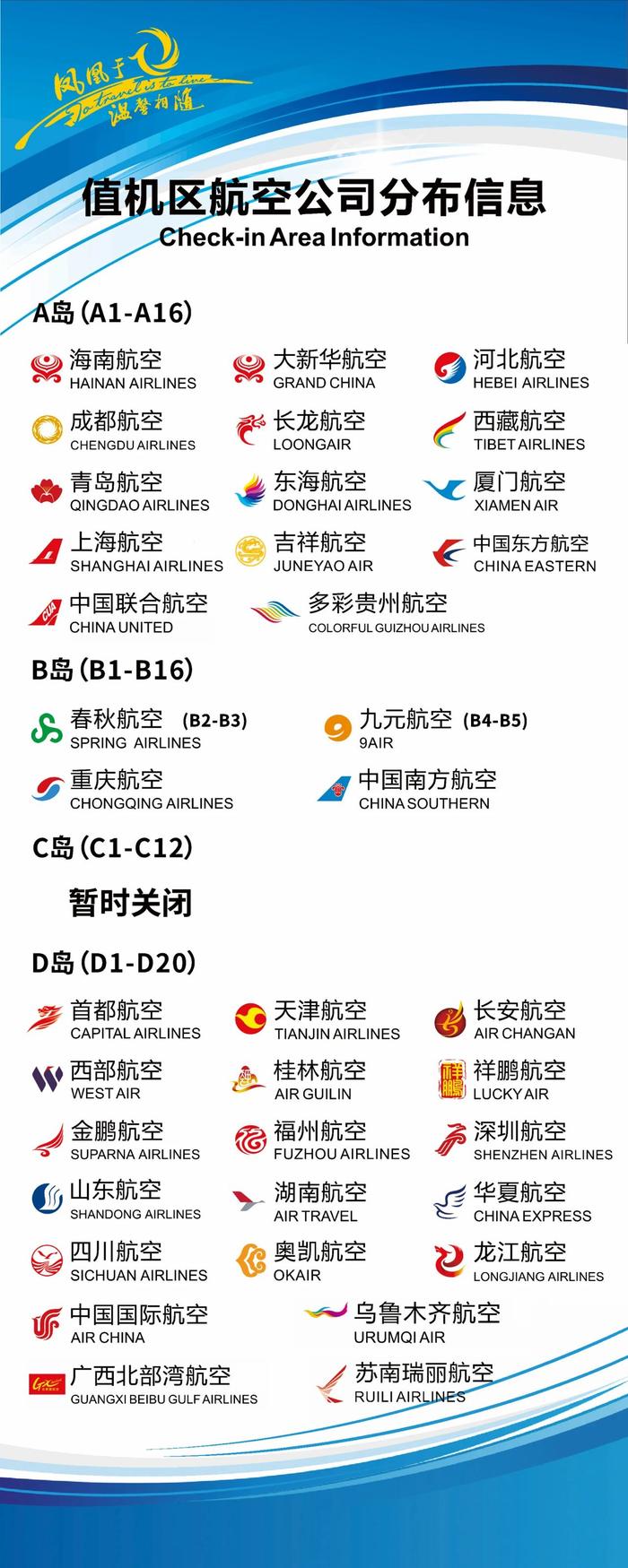 9月18日起，三亚凤凰机场各航空公司值机区域有调整→