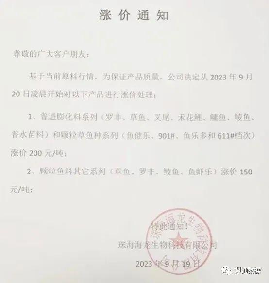 豆粕弱势下跌，玉米疯狂下跌！普水料再涨价，海大今日最高上涨200元…