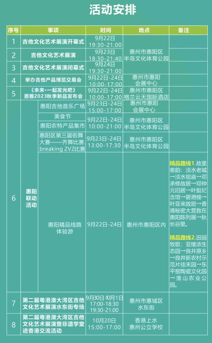 第二届粤港澳大湾区吉他文化艺术展演活动一览表出炉！