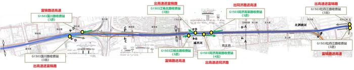 沿江通道浦西段G1503高速公路和同济高架路建成通车