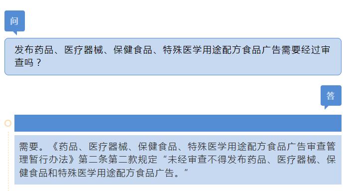 政策百事通丨发布药品、医疗器械、保健食品、特殊医学用途配方食品广告需要经过审查吗？