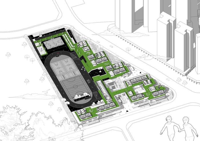 中标校园方案丨群落叠院：深圳吉华街道水径九年一贯制学校 /AG汇创