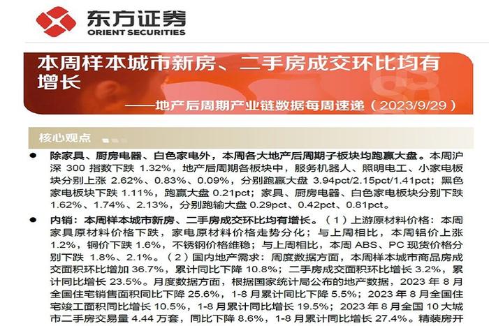 【研报推荐】本周样本城市新房、二手房成交环比均有增长